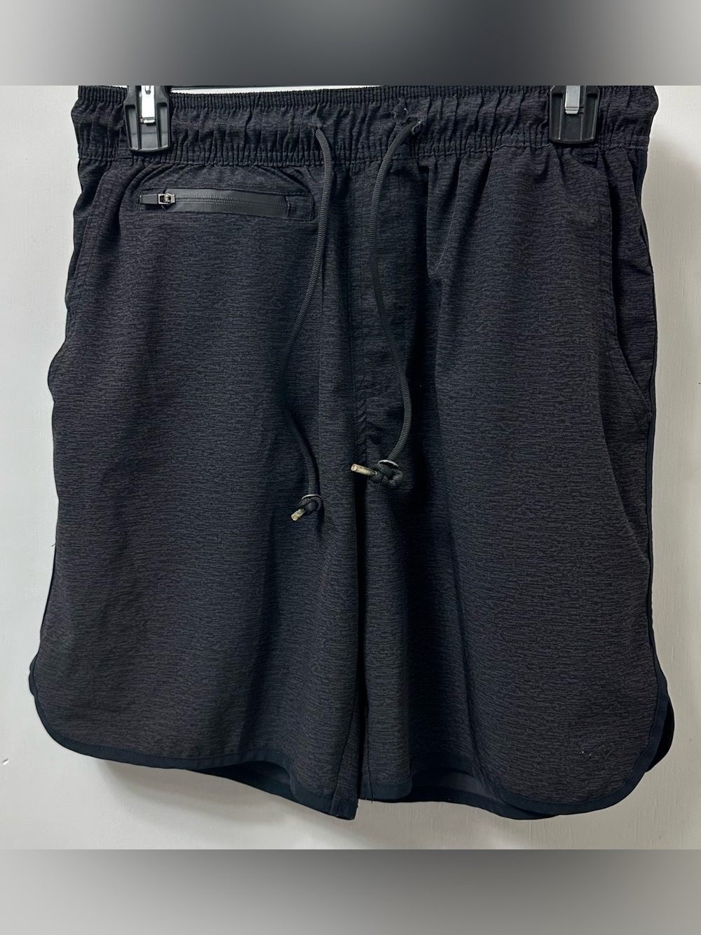 Kids Black Drawstring Active Shorts with Zip Pocket